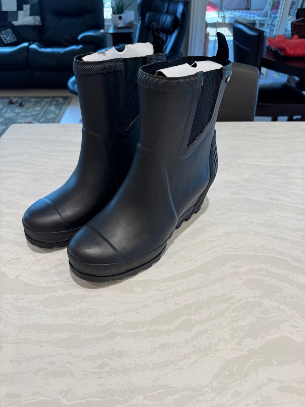 SOREL Joan Rain Wedge Chelsea Boots Women’s 10 Black Waterproof NWT - Picture 3 of 7